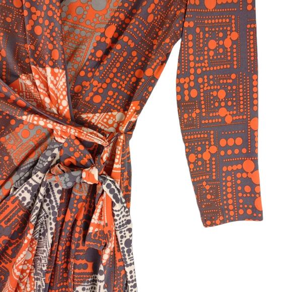 IVY & BLU MAGGY BOUTIQUE Geometric Lines Circles Mod Poppy Wrap Dress, Sz 4 - Picture 3 of 5